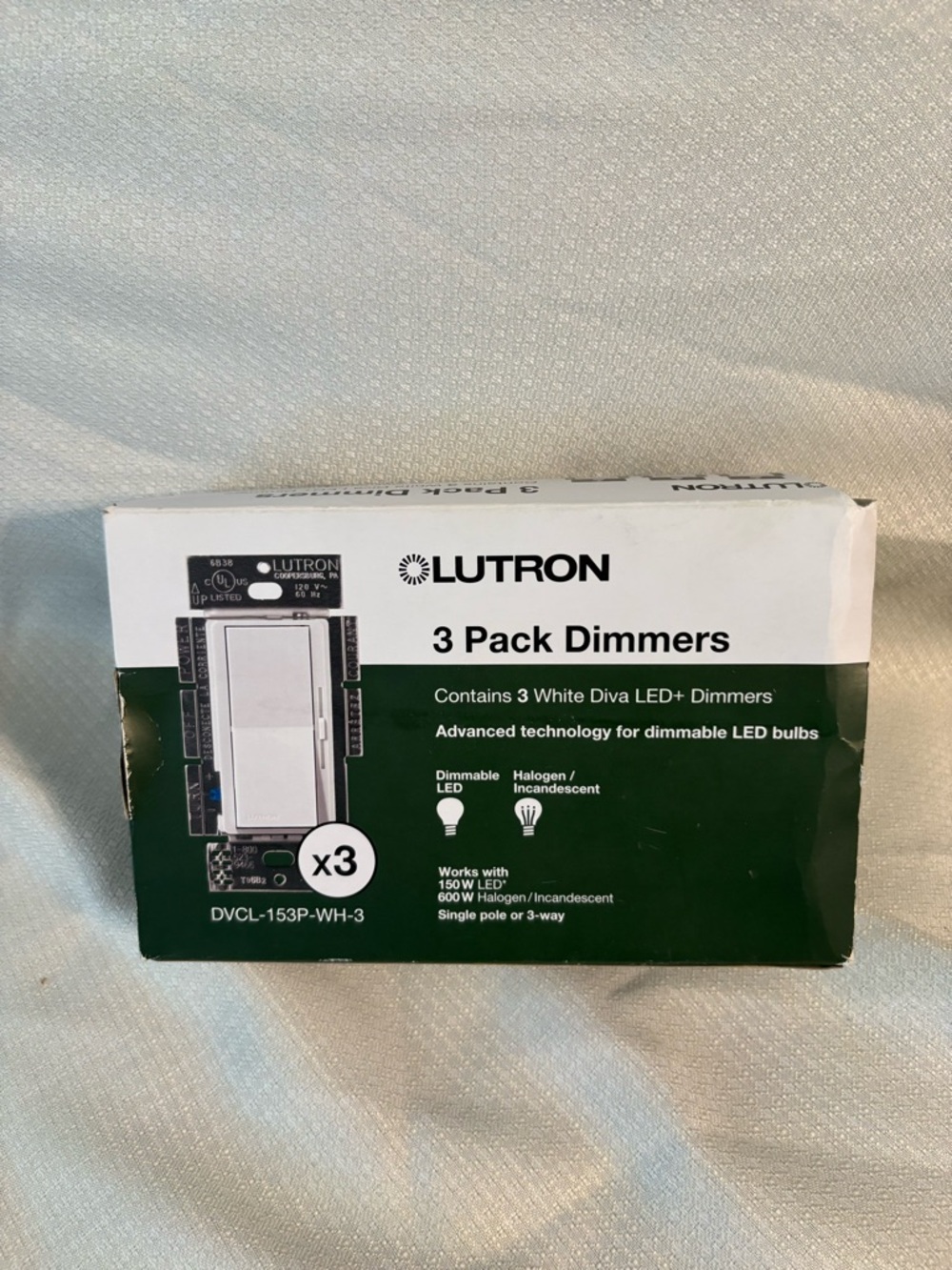 Lutron DVCL-153P-WH-3 Electrical Dimmer Wall Switch White Diva LED+ Dimmers